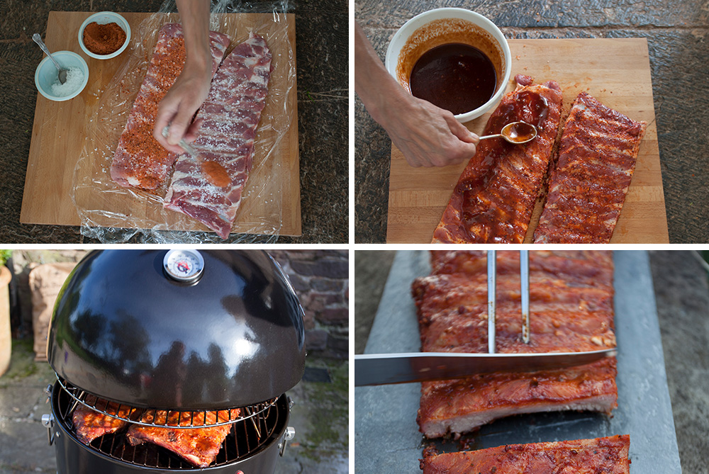 slow smoked spare ribs recipe stages