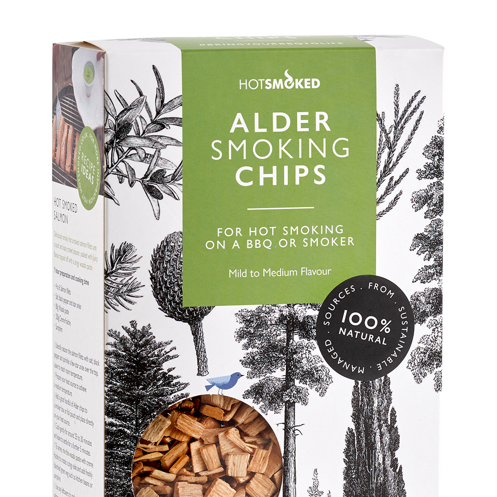Boxed alder smoking chips
