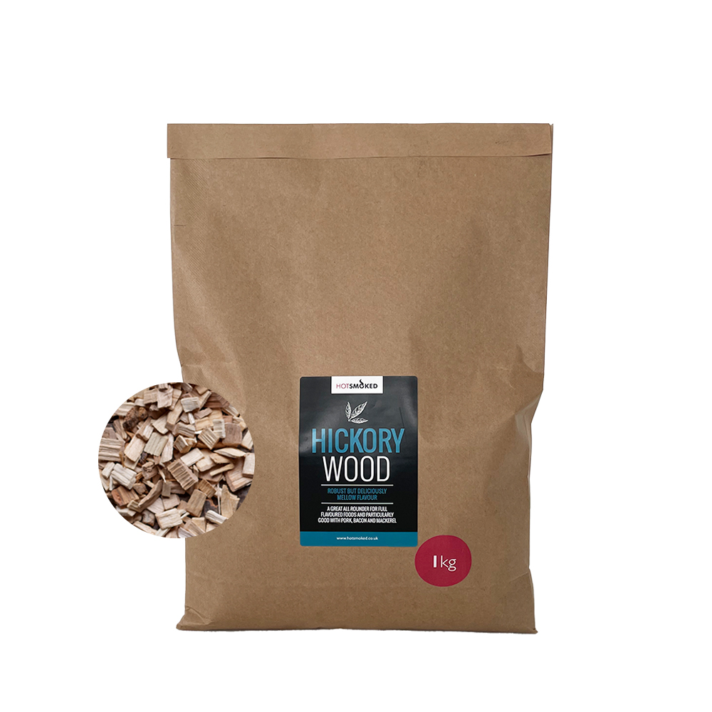Hot Smoked Hickory wood smoking chips 1kg eco pack